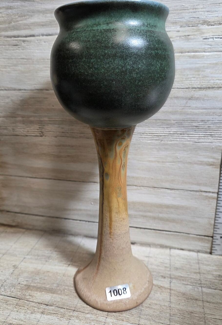 Studio Pottery Goblet Signed Willingham Hand Thrown Stoneware 9"